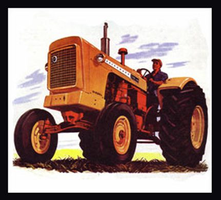 A Man Driving on Red Tractor